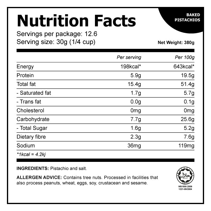 Baked Pistachios- Lightly Salted (380g)